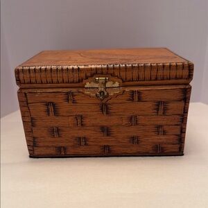 Wooden Jewelry Box with Gold Clasp